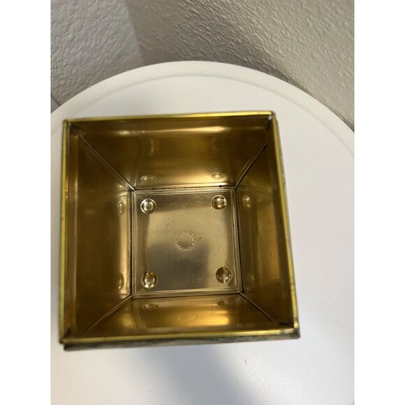 Vintage Holland Floral Tin Tea Caddy With Lid & Gold Accents - Picture 5 of 7